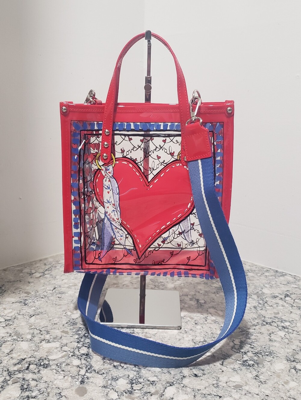 Brighton Striped Love Clear Vynal Tote Crossbody